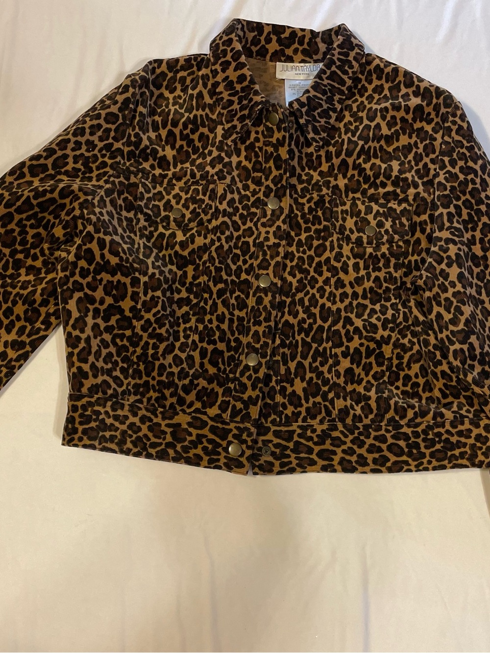 Julian Taylor Leopard-Print Jean Jacket in Brown & Black